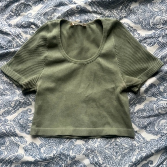 Tops - Olive Green Ribbed Women's Top